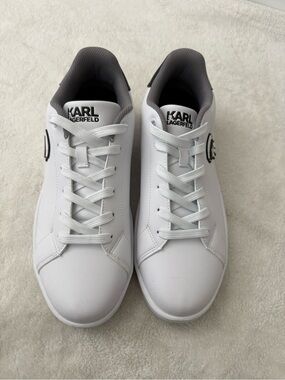 Karl Lagerfeld White & Gray Low-Top Men’s Sneakers